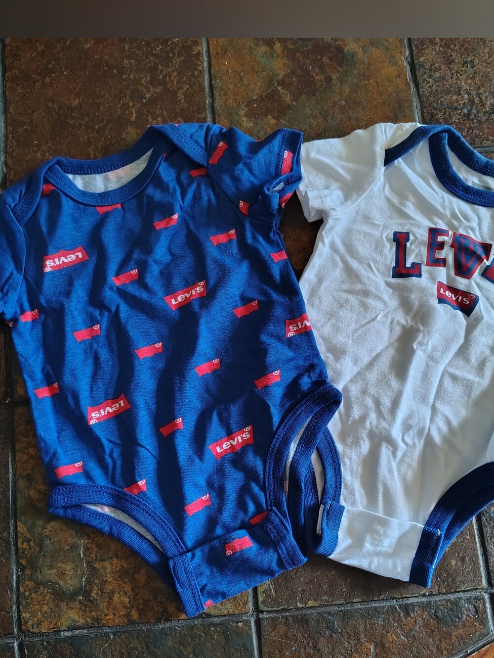 Levis Logo Bodysuit Set Of Two Baby Boy 3m Blue Short Sleeve Snap Kidcore Outfit